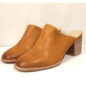 Esquivel‎ Leather Mule Slides  Cognac Brown Handmade In California Women's 9